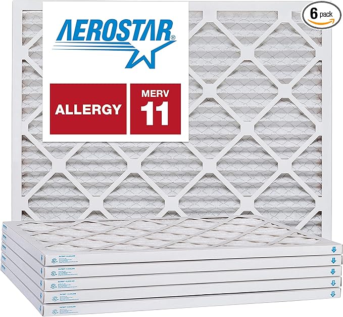 Aerostar 18x25x1 MERV 11, Pleated Air Filter, Box of 6, Made in the USA by AirFiltersDelivered
