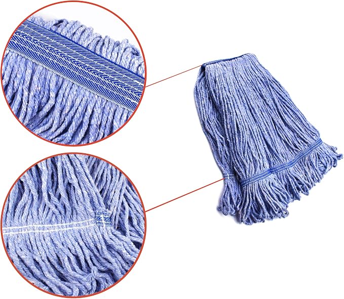 String Mop Heads Replacement Heavy Duty Commercial Grade Blue Cotton Looped End - Image 5