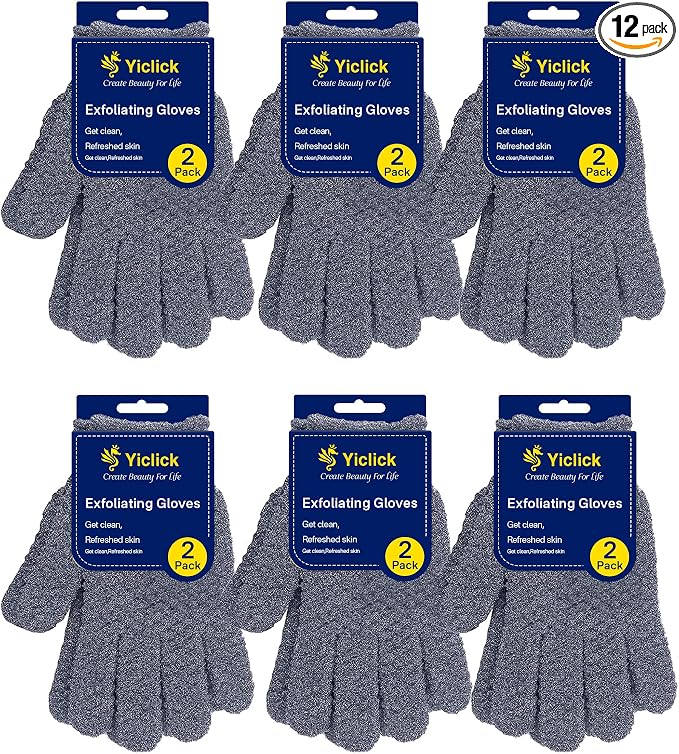 Yiclick 12Pcs Heavy Exfoliating Gloves, Body Scrub Glove by YiclickCreateBeautyforLife