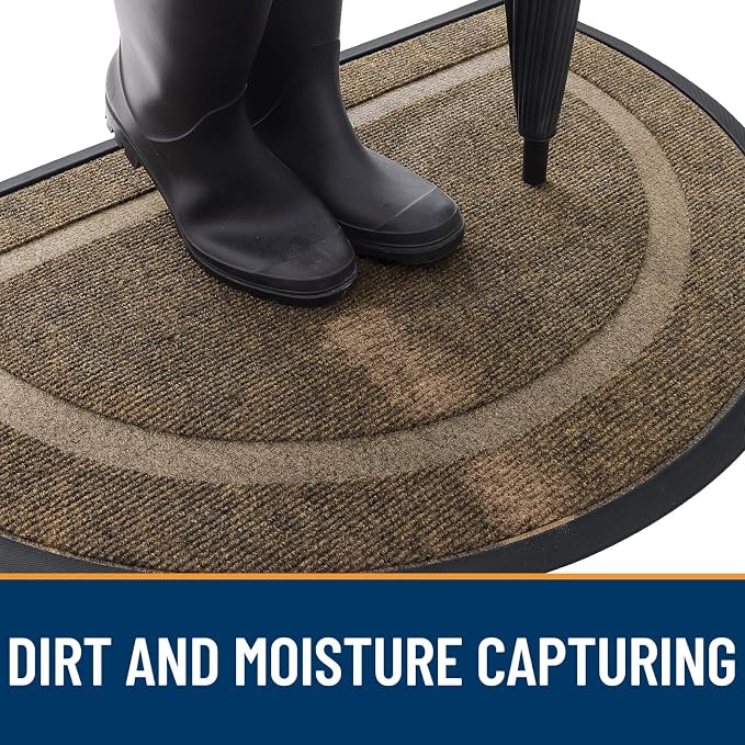 OLANLY Half Circle Door Mat Indoor Outdoor Entrance Welcome, Waterproof - Image 5