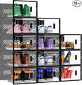 BALEINE 12 Pack Stackable Shoe Storage Boxes Fit Size 9, Thickened Clear Shoe by BALEINE