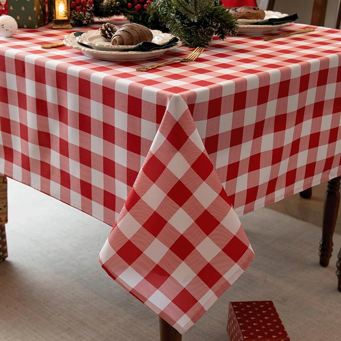 Classic Gingham Buffalo Tablecloth Fabric by Essifunia