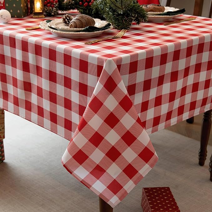 Classic Gingham Tablecloth Fabric by Essifunia
