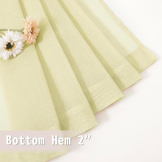 Tollpiz Short Sheer Door Curtain Closet Linen Textured Curtain Sheers Doorway - Image 7