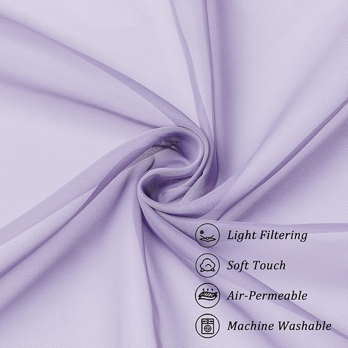 Chyhomenyc Lilac Sheer Curtains 96 inches Long 2 Panels, Light Filtering Soft - Image 5