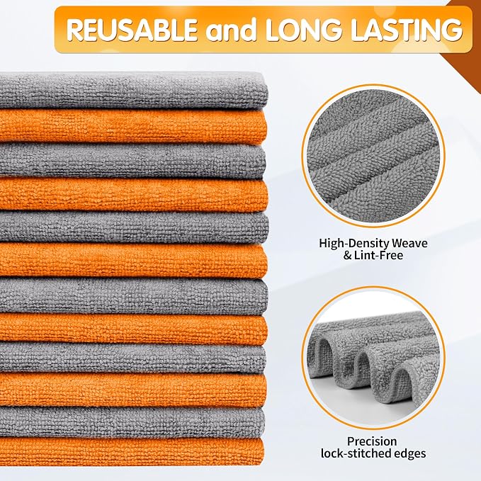 FIXSMITH Microfiber Cleaning Cloth -Pack of 12, Highly Absorbent Cleaning Rags - Image 3