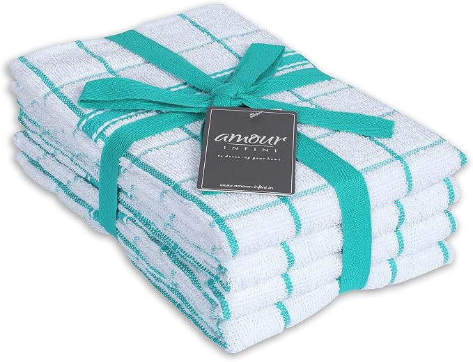 AMOUR INFINI Terry Cotton Kitchen Towels 4-Pack by AmourInfini