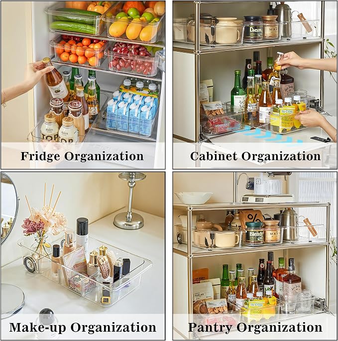 MineSign 2Pack Roll Out Fridge Caddy Bins Pull Out Drawer - Image 5