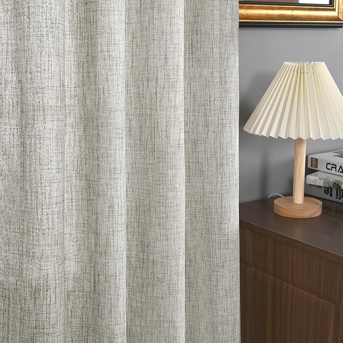 YoungsTex Dark Grey Linen Curtains 95 Inch Length - Image 6