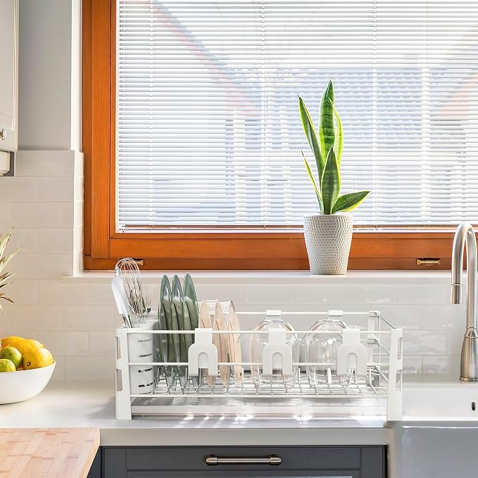 SIMPLE HOUSEWARE White Dish Drying Rack - Image 6