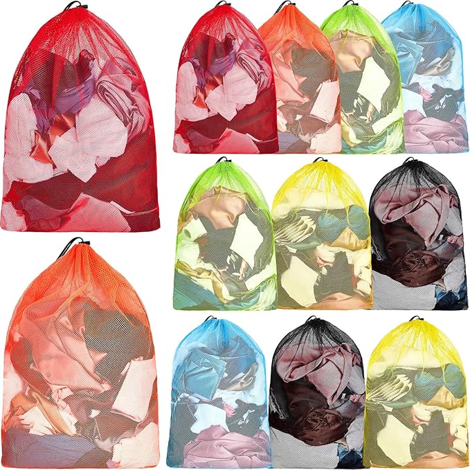 Berlune 12 Pcs Large Laundry Bag Colorful Extra Large Mesh Laundry Bag Bulk by Berlune