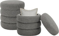 Round Ottoman with Storage Boucle Ottoman Stool Removable Lid by Krcix