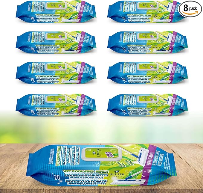 Wet Floor Wipes, Fresh Scent & Plant-Based Textured Cloth Trap Absorb Dirt by JuniperCLEAN