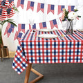 Classic Gingham 4th of July Tablecloth Fabric by Essifunia