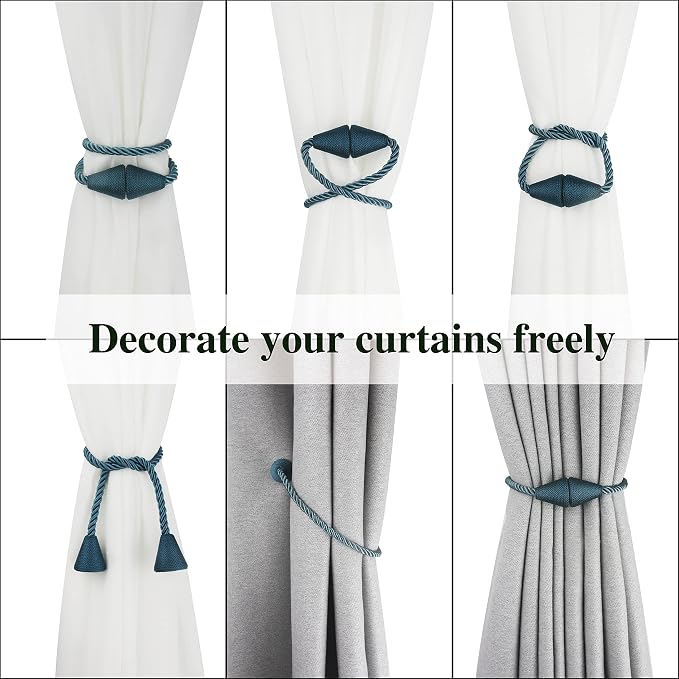 6 Pack Magnetic Curtain Tiebacks Rope Modern Handmade Curtain Tie Backs - Image 5