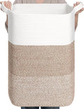 CLHMILY&Z 95L Laundry Basket Rectangular Brown Rope by ClhmilyZ