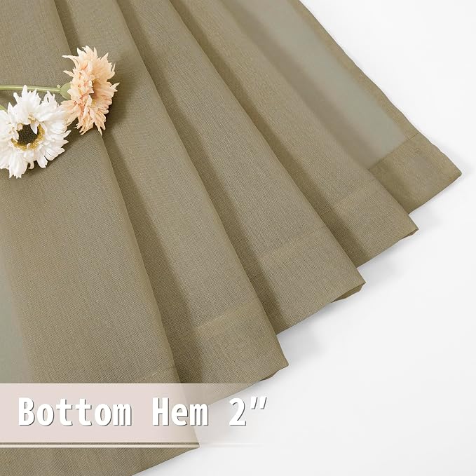 Tollpiz Sheer Linen Textured Curtain Sheers Doorway Light Filtering Voile - Image 7