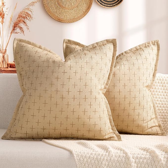 ZWJD Pillow Covers 16x16 Set of 2 Soft Polyester Textured Pillow Covers by ZWJD
