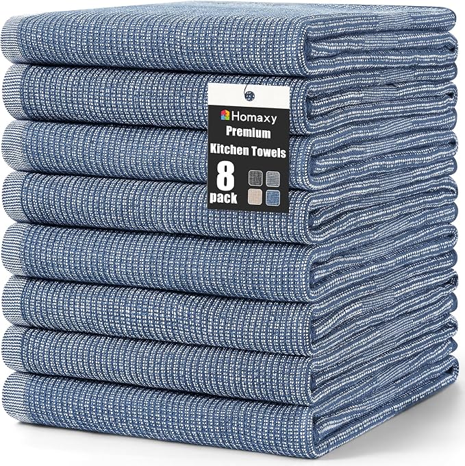 Homaxy Premium Kitchen Towels, Large Cotton Kitchen Hand Towels, Flat and Terry by Homaxy
