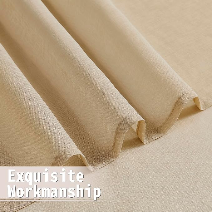 Tollpiz Small Sheer Curtain Linen Textured Curtain Sheers Doorway Light - Image 8