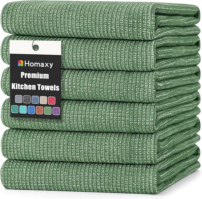 Homaxy Premium Kitchen Towels, Large Cotton Kitchen Hand Towels, Flat and Terry by Homaxy