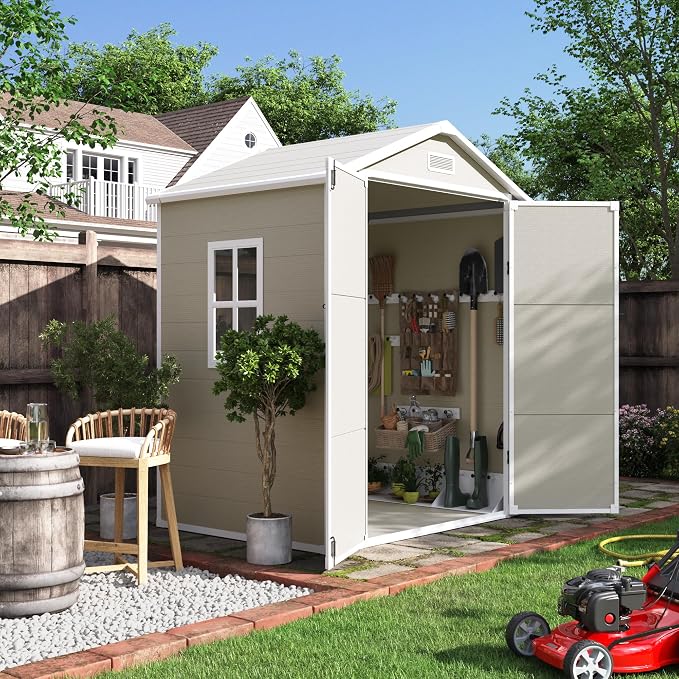 UDPATIO Outdoor Storage Shed 6x4.5 FT, Plastic Resin Outside Sheds & Outdoor by UDPATIO