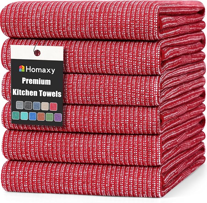 Homaxy Premium Kitchen Towels, Large Cotton Kitchen Hand Towels, Flat and Terry by Homaxy