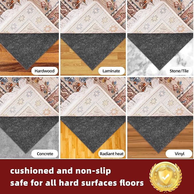 BAGAIL Felt and Natural Rubber Backing Rug Pads 1/4” Thick, 4 x 6 Ft Non Slip - Image 6