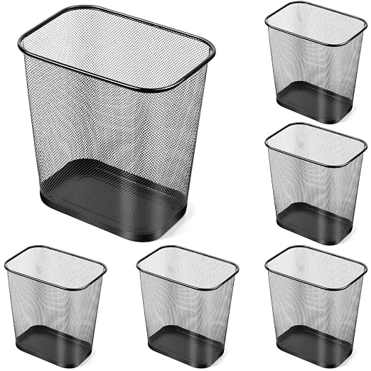 Nuanchu 6 Pcs Mesh Square Trash Cans 4 Gallons Wire Wastebasket by Nuanchu