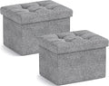 Ornavo Home Small Storage Ottoman, Foldable Collapsible Rectangle Linen Ottoman by OrnavoHome