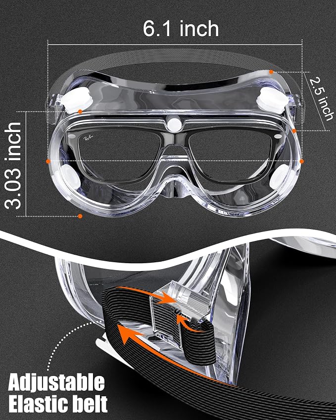 Anti-Fog Indirectly Vented Lab Safety Goggles Over Glasses - Image 7