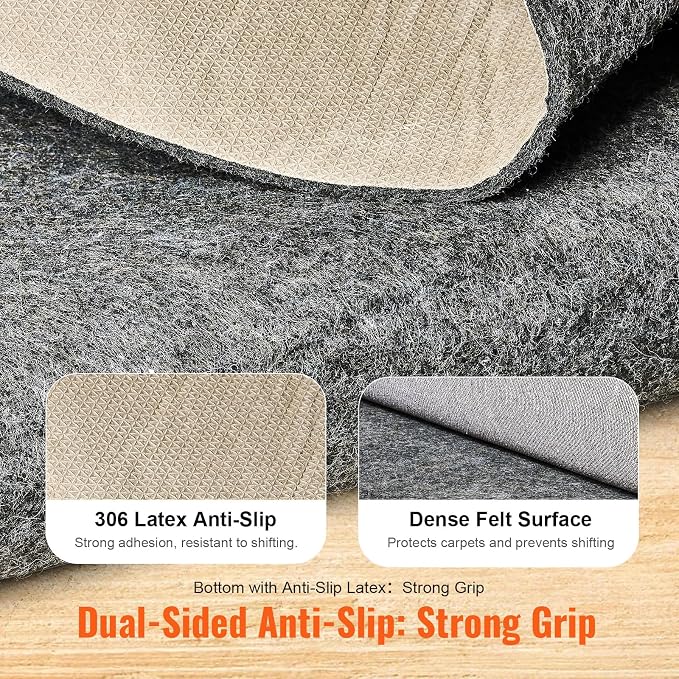 VEVOR - Slip-Resistant Rug Pad - Protective Cushioning Carpet Pad - 5' x 8' - - Image 3
