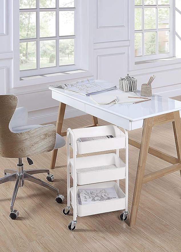 SunnyPoint 3-Tier Delicate Compact Rolling Metal Storage Organizer - Image 3