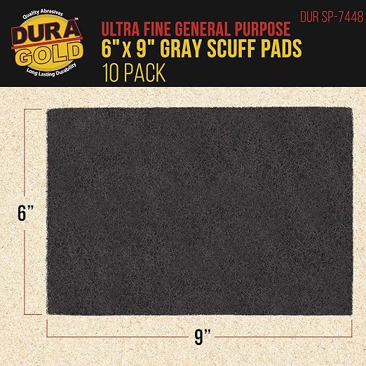 Dura-Gold Premium 6" x 9" Gray Ultra Fine General Purpose Scuff Pads, Box of 10 - Image 2
