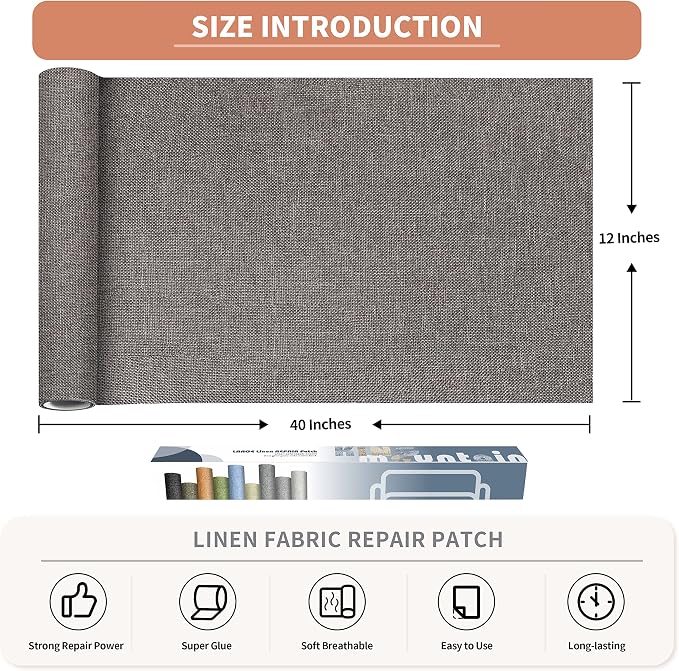 KING MOUNTAIN Fine Linen Repair Patches, Self-Adhesive Linen Fabric Patches - Image 2