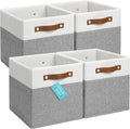 OrganiHaus 11x11 Fabric Cubes Storage Bins Set of 4, Foldable Collapsible by OrganiHaus